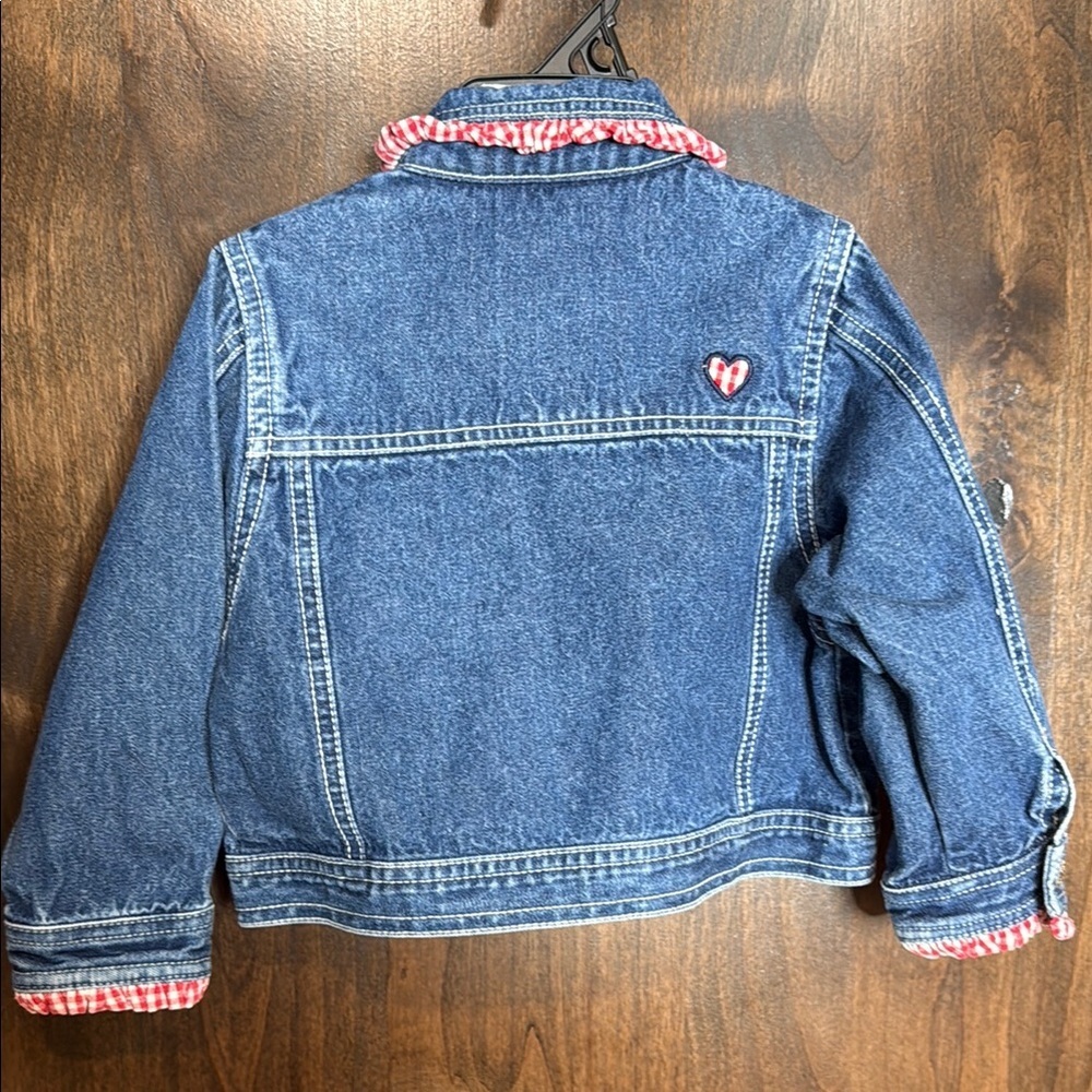 Vintage Faded Glory Blue Jean Jacket with Gingham Trim Size 24 month embroidered - Picture 5 of 5